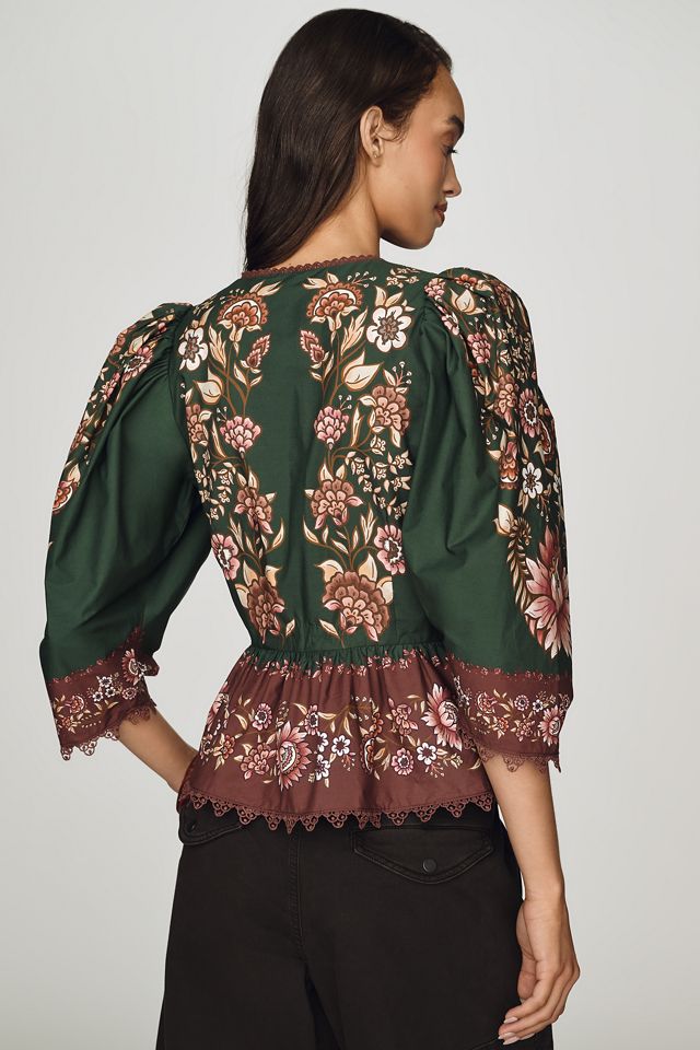Farm Rio Daniela 100% Cotton Peplum Blouse #3