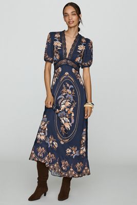 farm rio blue dress anthropologie Clothing | Dresses, Sweaters & Tops model-rheanna Plus Size Tiered Maxi Blue anthurium dress Size:34X29 (No Yellow Stripes)