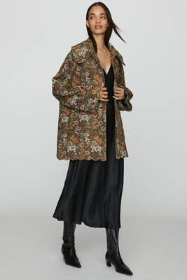 Farm Rio Flower Jacquard Trench Coat | Anthropologie