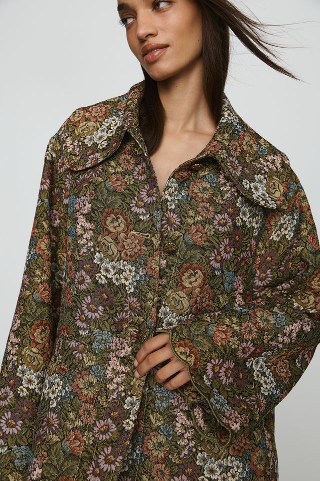 Farm Rio Flower Jacquard Trench Coat #1
