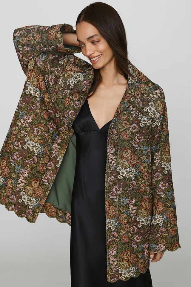 Farm Rio Flower Jacquard Trench Coat #4