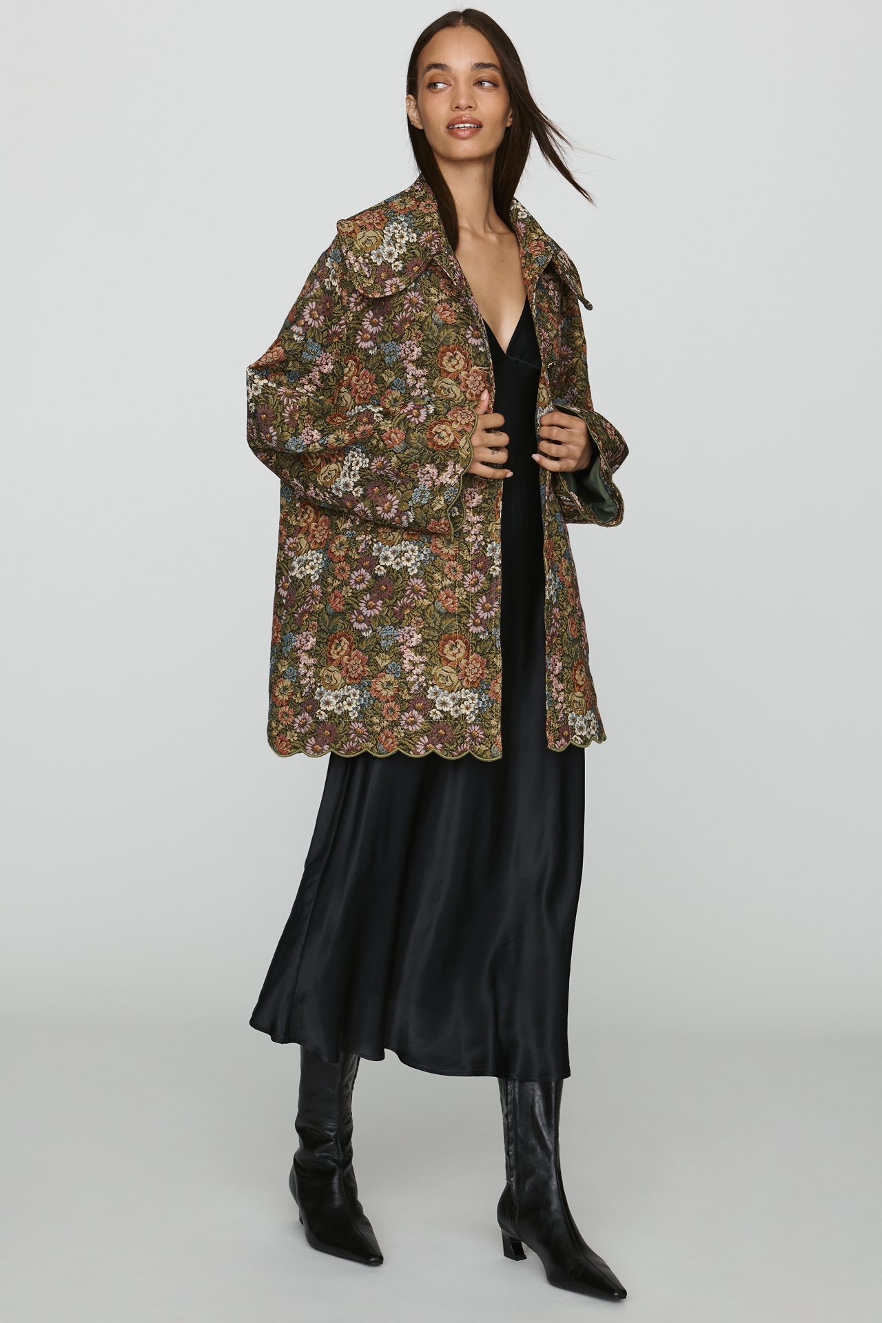 Farm Rio Flower Jacquard Trench Coat