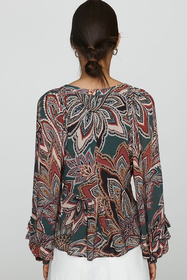 Farm Rio Tapestry Flowers 100% Cotton Blouse #1