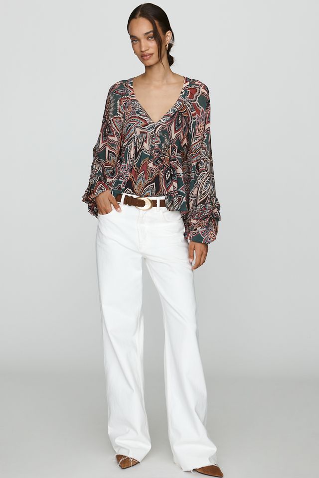 Farm Rio Tapestry Flowers 100% Cotton Blouse #2