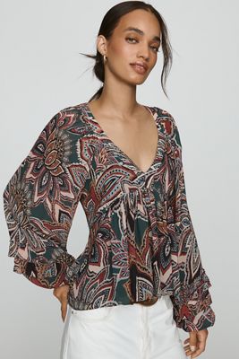 Farm Rio 100% Cotton Tapestry Floral Blouse