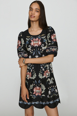 Farm Rio 100% Cotton Scalloped Mini Dress by Anthropologie