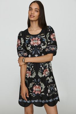 Farm Rio 100% Cotton Scalloped Mini Dress
