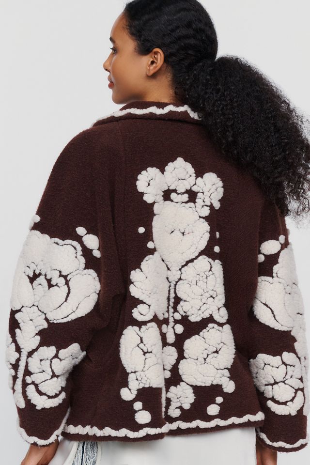 Farm Rio Plush Flowers Jacket #1
