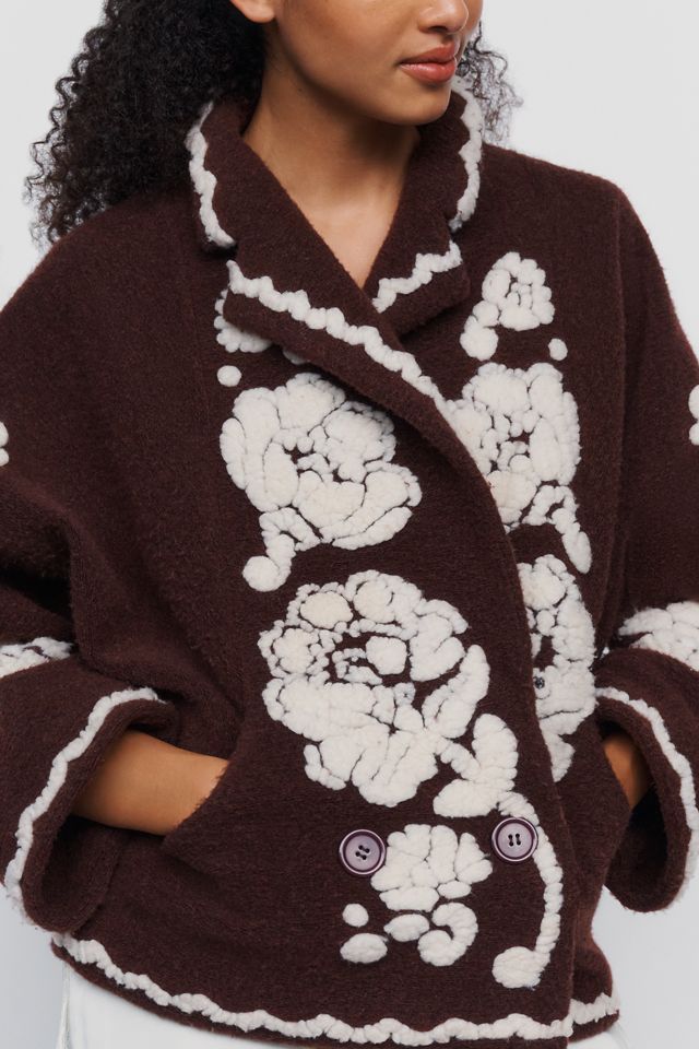 Farm Rio Plush Flowers Jacket #3