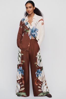 Farm Rio Millena Printed High-Rise Wide-Leg Pants by Anthropologie