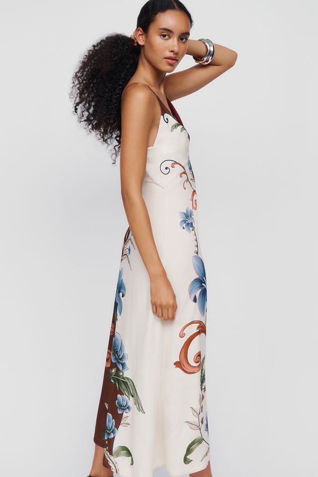 Farm Rio Millena Two-Tone Floral Slip Midi Dress #2