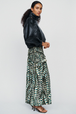 Farm Rio Moss 100% Cotton Maxi Skirt by Anthropologie