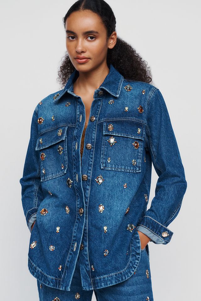 Farm Rio Gems 100% Cotton Denim Buttondown Shirt  #1