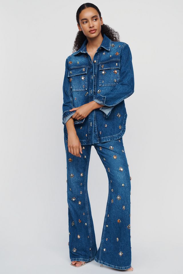 Farm Rio Gems 100% Cotton Denim Buttondown Shirt  #3