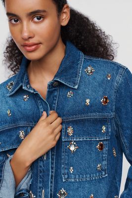 Farm Rio Gems 100% Cotton Denim Buttondown Shirt 