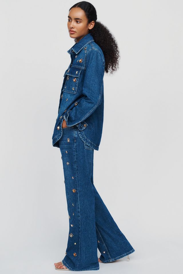 Farm Rio Gems 100% Cotton High-Rise Flare Jeans #2