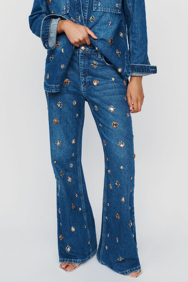 Farm Rio Gems 100% Cotton High-Rise Flare Jeans #3