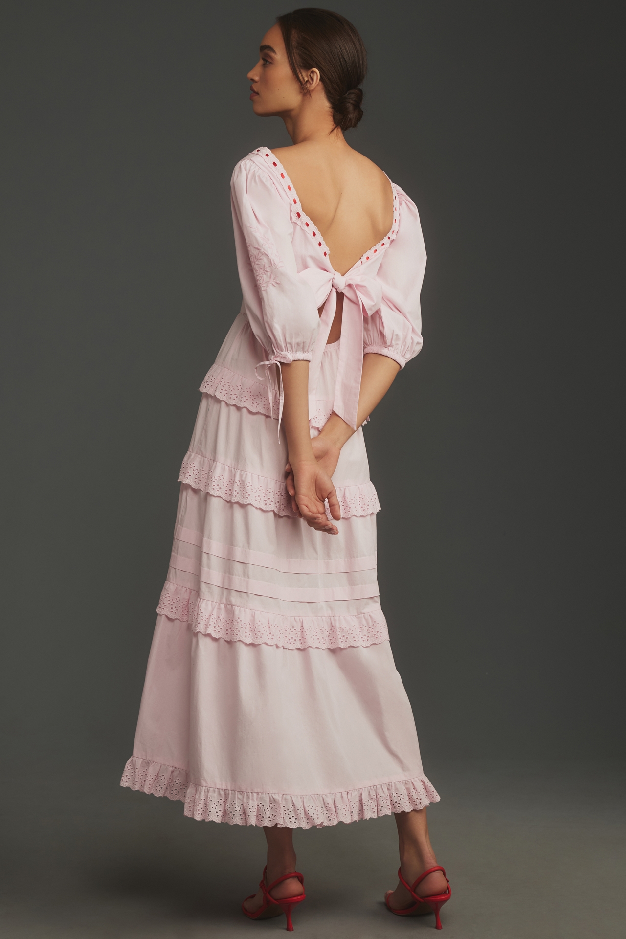 Damson Madder Rebecca Bow-Back Midi Dress | MarketFair Shoppes