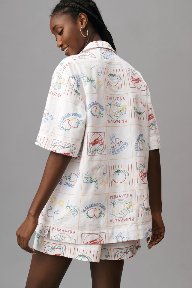 Damson Madder Buon Appetito Embroidered Shirt #1