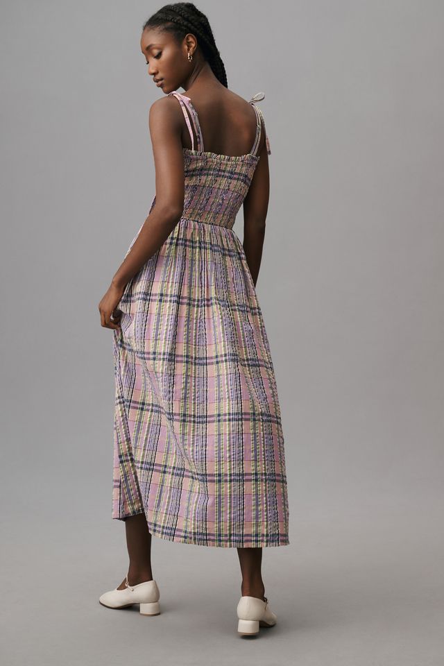 DAMSON MADDER チェック柄キルティングベスト 10号 Damson Madder Hettie Seersucker Midi Dress | Anthropologie