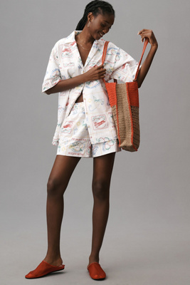 Damson Madder Buon Appetito Embroidered Shorts | Anthropologie