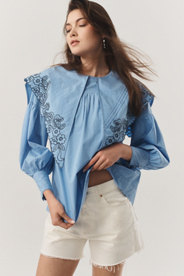 DAMSON MADDER CANDY EMBROIDERED COLLAR BLOUSE 