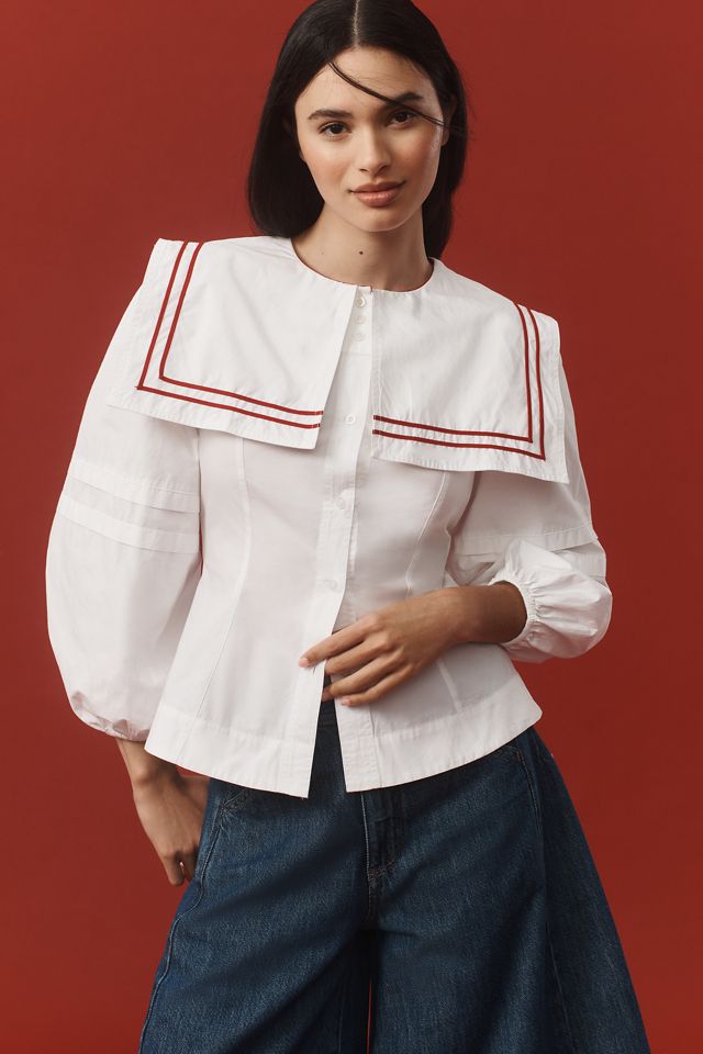 人気ブランドバ40代 Damson Anthropologie | Blouse Sailor Elise Madder シャツ/ブラウス(長袖/七分)