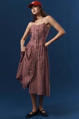 DAMSON MADDER FAITH DROP-WAIST MIDI DRESS 
