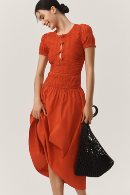DAMSON MADDER SAFFY SHORT-SLEEVE MIDI DRESS 