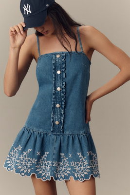 DAMSON MADDER LANA DROP-WAIST MINI DRESS 