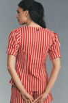 Damson Madder Shell Linen Blend Puff-Sleeve Blouse