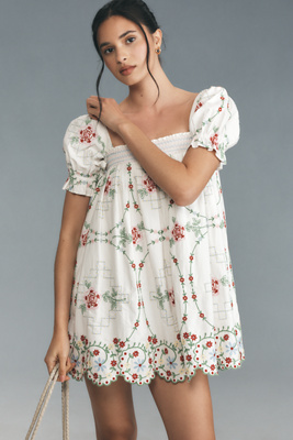 Shop Damson Madder Lulu Embroidered Mini Dress