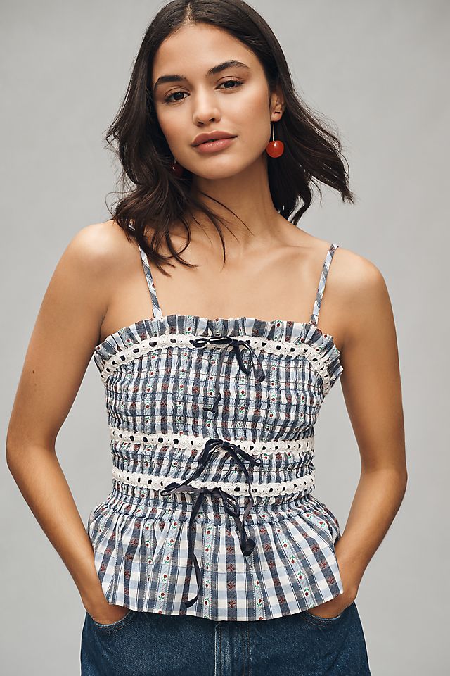 Damson Madder Katya Shirred Gingham Cami | Anthropologie Damson Madder Katya Shirred Gingham Cami | Anthropologie