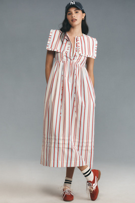 DAMSON MADDER JOSEPHINE COLLARED MIDI DRESS 