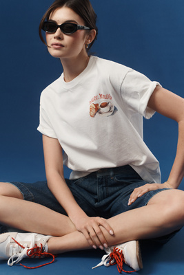 DAMSON MADDER X ANTHROPOLOGIE BREAKFAST DATE OVERSIZED GRAPHIC TEE 