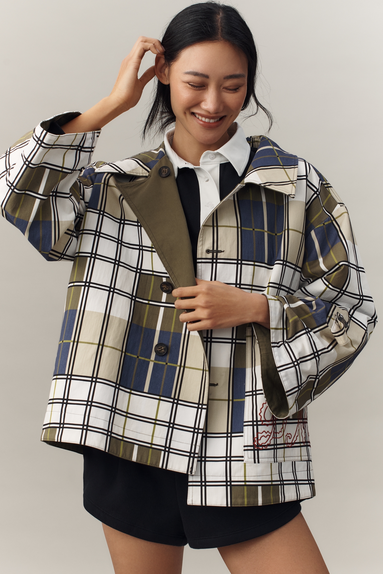 Damson Madder Jerry Short Trench Coat