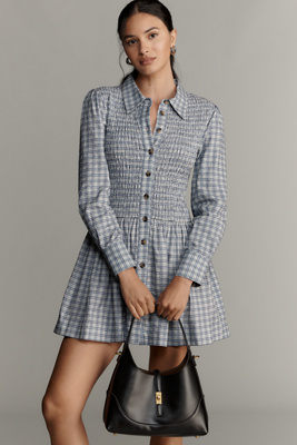 Damson Madder Bora Shirred Mini Dress In Multi
