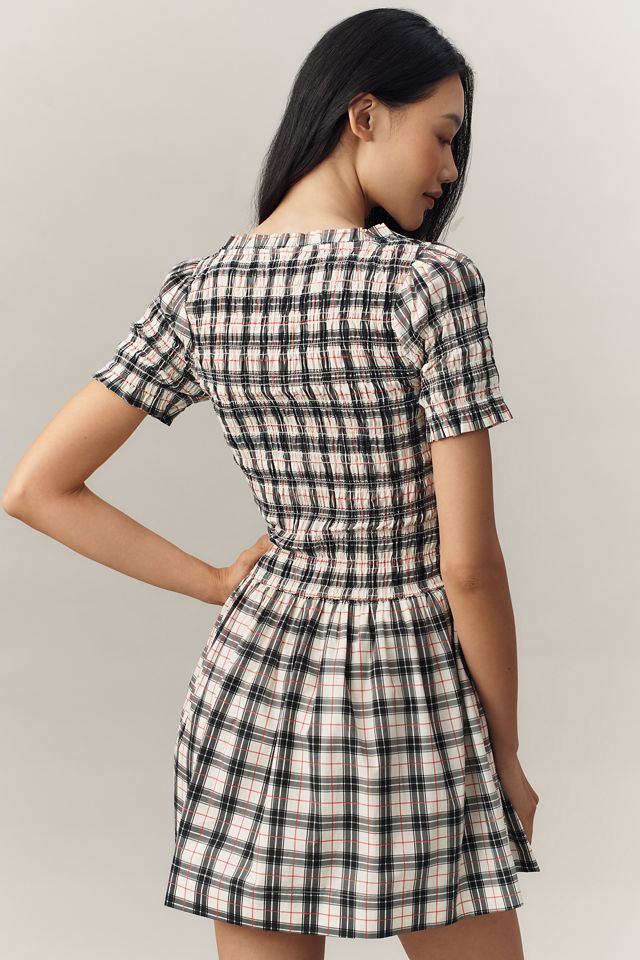 Damson Madder Mansi Short-Sleeve Smocked Mini Dress