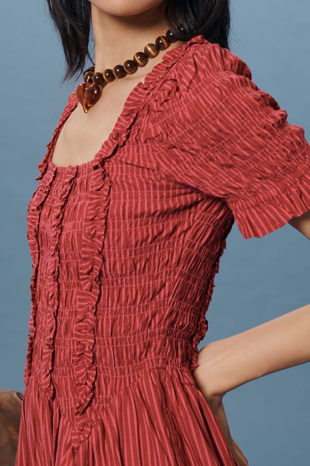 Damson Madder Raphaela Shirred Midi Dress