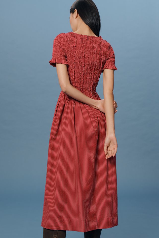 Damson Madder Raphaela Shirred Midi Dress