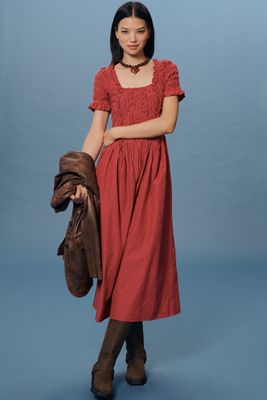 Damson Madder x Anthropologie Raphaela Shirred Maxi Dress