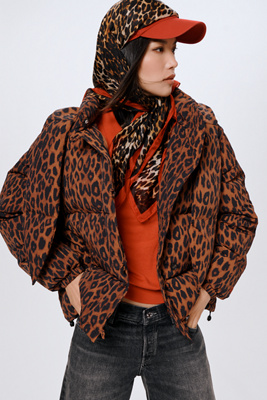 Damson Madder Hooded Pearl Hooded Puffer Coat Jacket In Brown