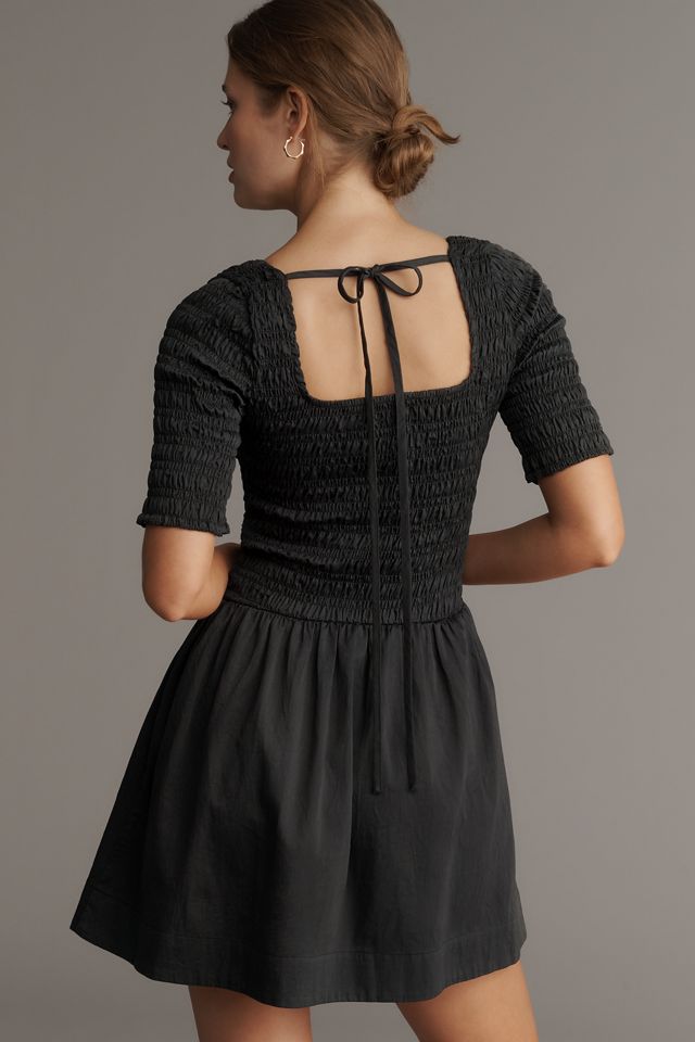 Damson Madder Straight-Neck Smocked Mini Dress #1