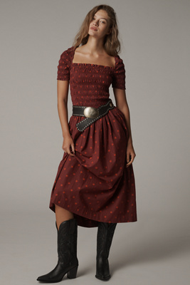 Damson Madder Malinda Smocked Midi Dress product page