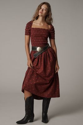 Damson Madder Malinda Smocked Midi Dress