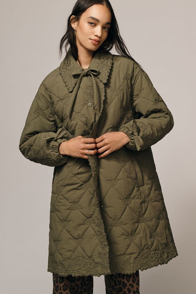 Damson Madder Avery Embroidered Quilted Coat | Anthropologie