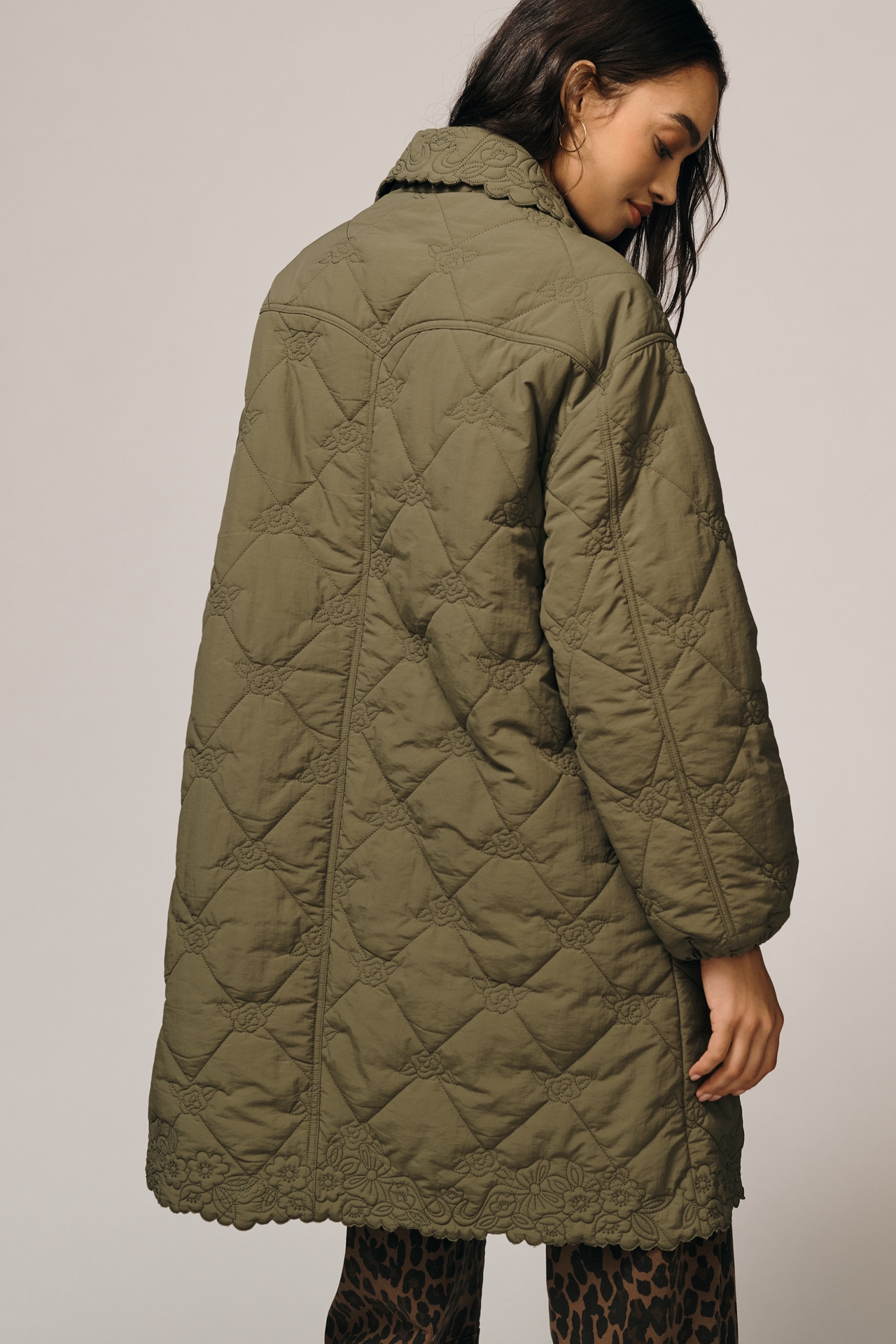 Damson Madder Avery Embroidered Quilted Coat