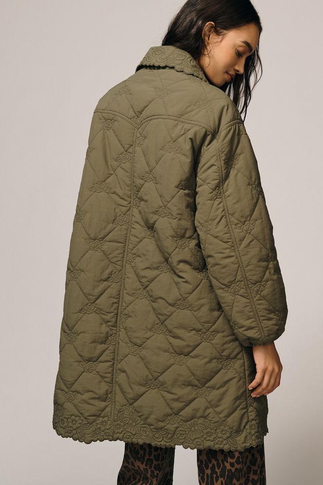 Damson Madder Avery Embroidered Quilted Coat | Anthropologie