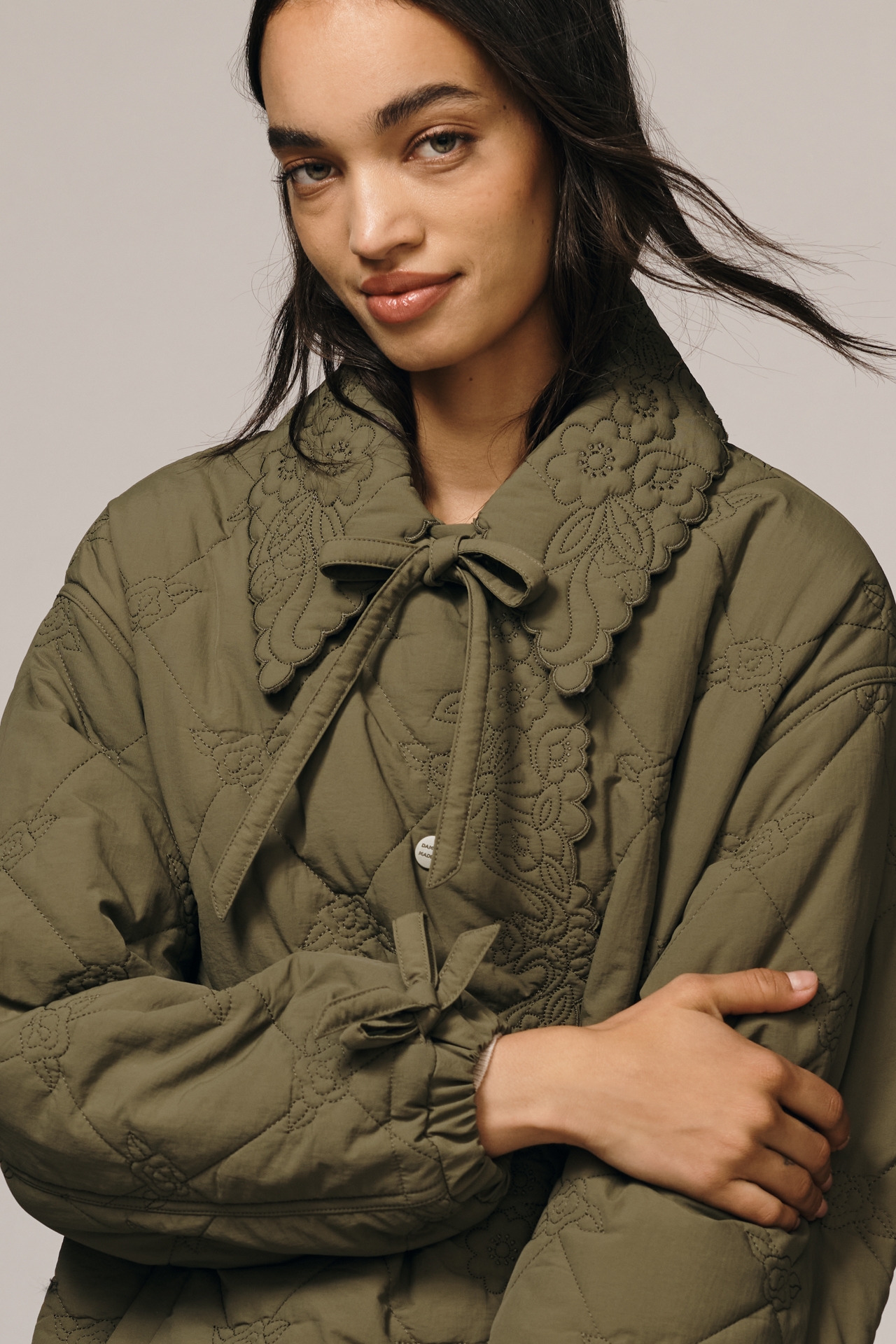 Damson Madder Avery Embroidered Quilted Coat