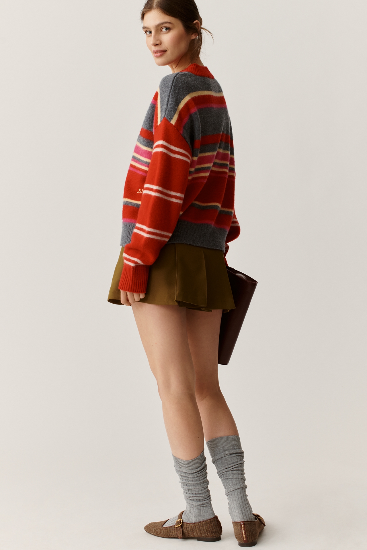 Damson Madder Rene V-neck Stripe Sweater